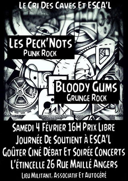 Les Peck'nots + Bloody Gums @ Concert de soutien à ESCA'L le 04 février 2017 à Angers (49)