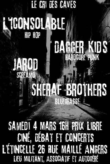L'1consolable + Dagger Kids + Jarod @ 20 ans de l'Étincelle le 04 mars 2017 à Angers (49)