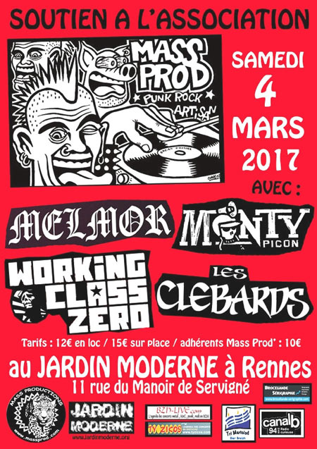 Soutien à MASS PRODUCTIONS au Jardin Moderne le 04 mars 2017 à Rennes (35)