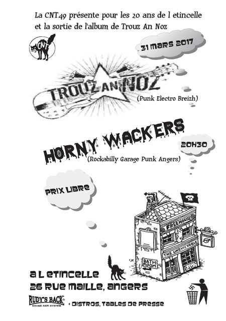 TROUZ AN NOZ + HORNY WACKERS à l'Étincelle le 31 mars 2017 à Angers (49)