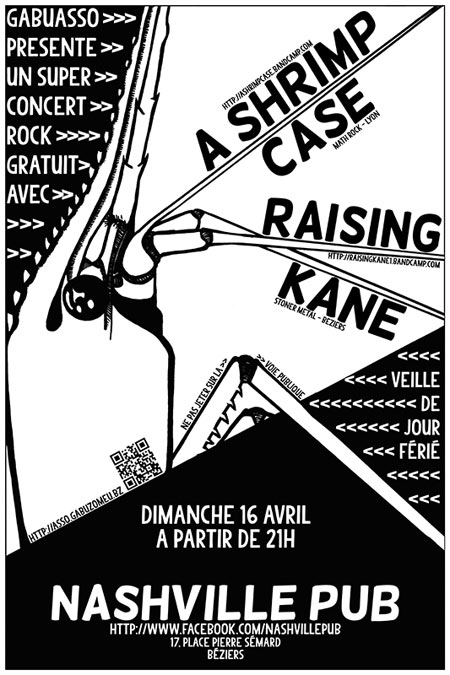 GabuCONCERT avec A SHRIMP CASE + RAISING KANE le 16 avril 2017 à Béziers (34)