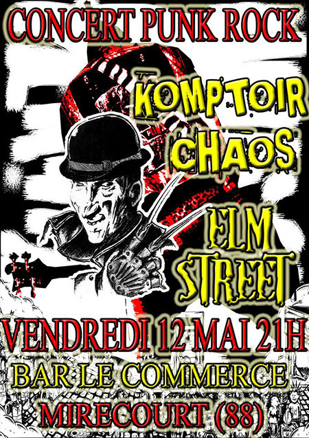 Komptoir Chaos + Elm Street au bar Le Commerce le 12 mai 2017 à Mirecourt (88)