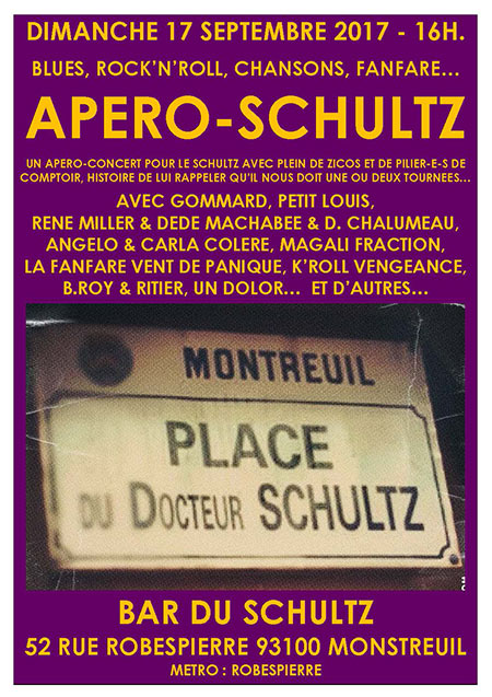 APÉRO-SCHULTZ AU BAR DES SPORTS le 17 septembre 2017 à Montreuil (93)