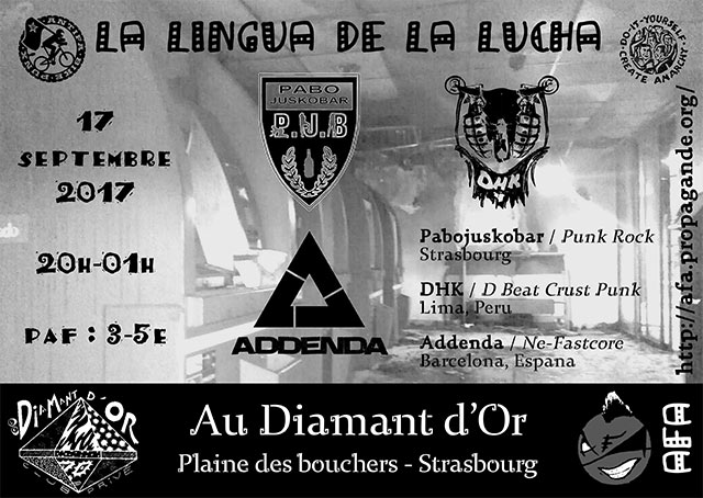 Concert : La Lingua de la Lucha // Pabojuskobar - DHK - Addenda le 17 septembre 2017 à Strasbourg (67)