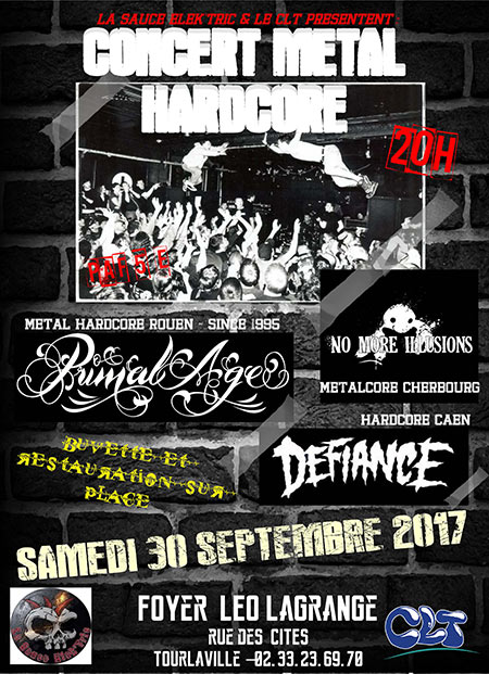 Le CLT et La Sauce Elek'Tric présentent: Concert Metal HxC le 30 septembre 2017 à Tourlaville (50)