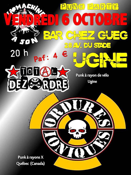 Les Ordures Ioniques + Total Dezordre au bar Chez Gueg le 06 octobre 2017 à Ugine (73)