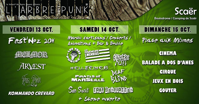 FESTIVAL L'ARBRE PUNK III le 13 octobre 2017 à Scaër (29)