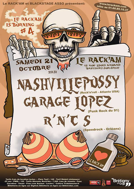 Nashville Pussy + Garage Lopez + R'n'Cs au Rack'Am le 21 octobre 2017 à Brétigny-sur-Orge (91)