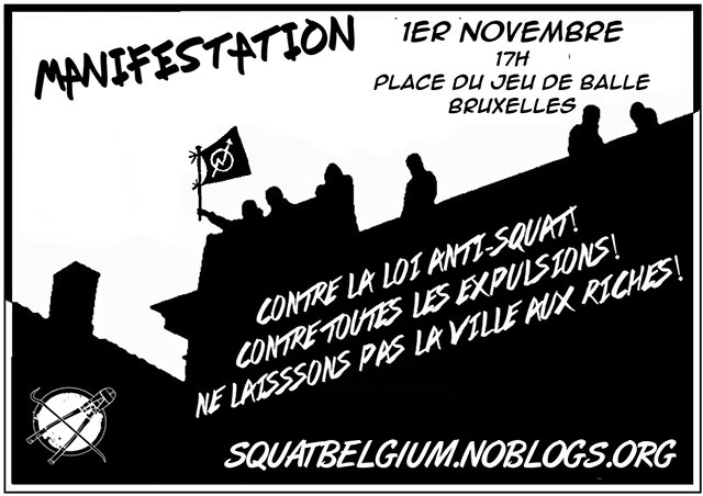 Manif contre la loi anti-squat le 01 novembre 2017 à Bruxelles (BE)
