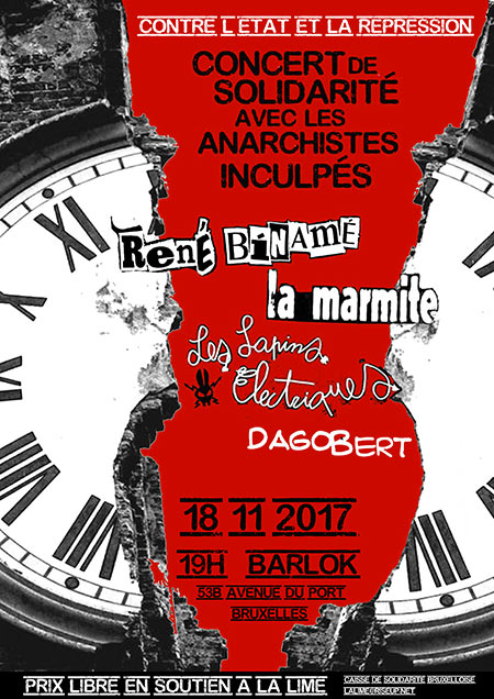 Concert de solidarité avec les anarchistes inculpés au Barlok le 18 novembre 2017 à Bruxelles (BE)
