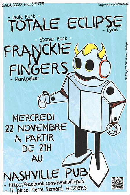 GabuCONCERT avec TOTALE ECLIPSE + FRANCKIE IV FINGERS le 22 novembre 2017 à Béziers (34)