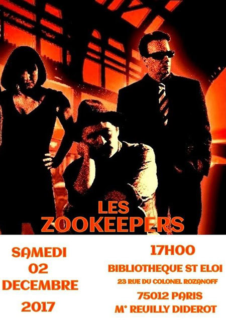 Les ZooKeepers en show case à la Bibliothèque Saint-Éloi le 02 décembre 2017 à Paris (75)