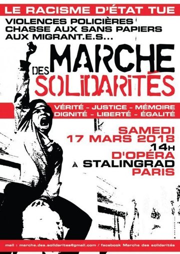 Marche des solidarités le 17 mars 2018 à Paris (75)