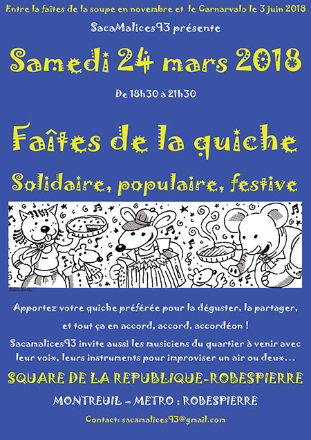 FAITES DE LA QUICHE SOLIDAIRE le 24 mars 2018 à Montreuil (93)