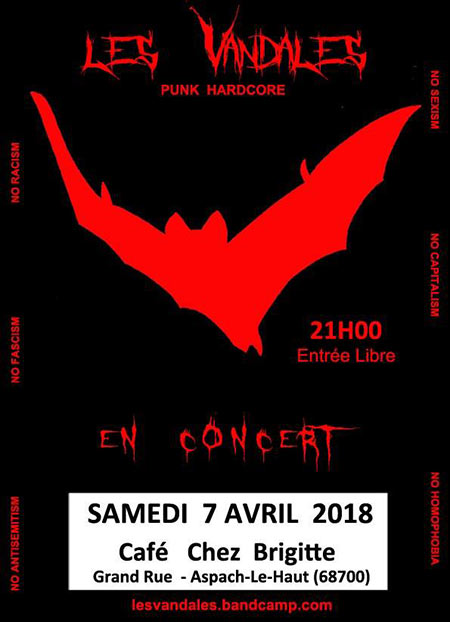 LES VANDALES en concert.......... le 07 avril 2018 à Aspach-le-Haut (68)