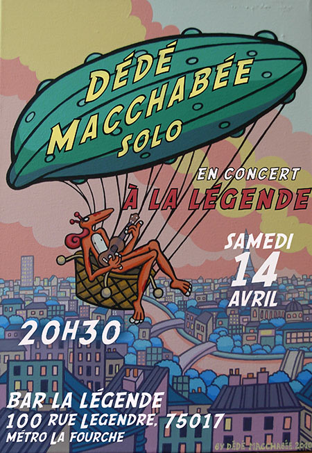 Dédé Macchabée solo en concert au bar La Légende le 14 avril 2018 à Paris (75)