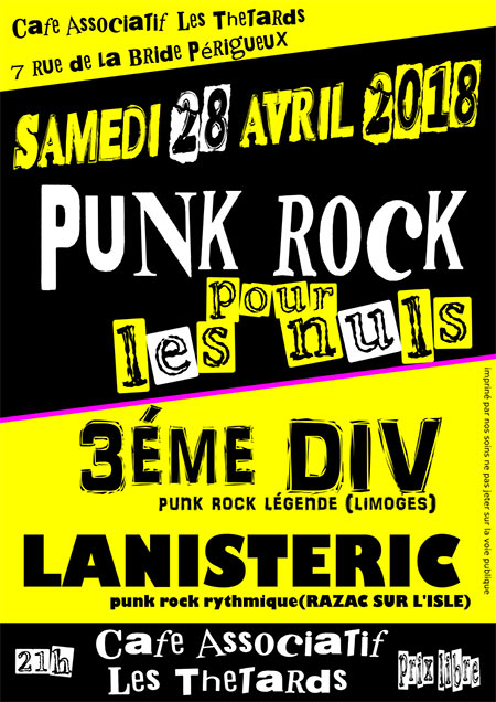 Concert Lanisteric + 3ème DIV au Café Associatif Les ThéTards le 28 avril 2018 à Périgueux (24)