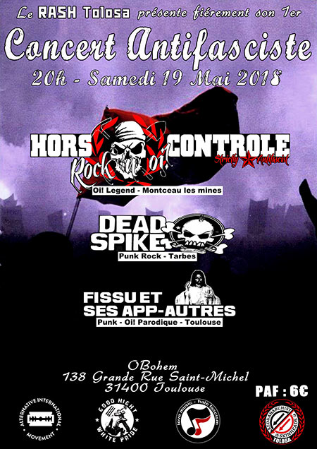 Hors Contrôle + Dead Spike + Fissu et ses app-autres le 19 mai 2018 à Toulouse (31)