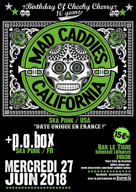 Mad Caddies + P.O.Box au bar Le Tigre le 27 juin 2018 à Sélestat (67)