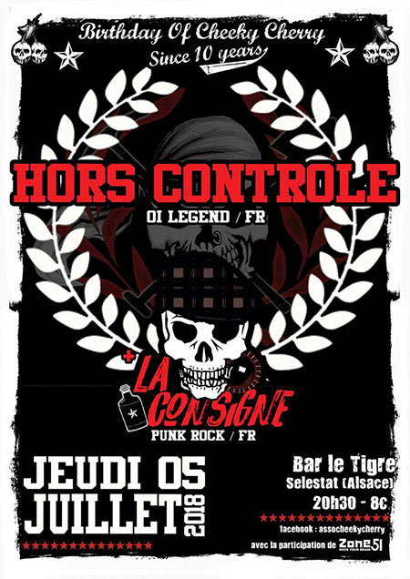 Hors Contrôle + La Consigne au bar Le Tigre le 05 juillet 2018 à Sélestat (67)