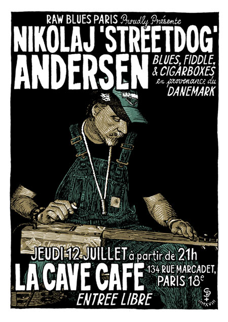 Nikolaj 'Streetdog' Andersen : onemanband dirty blues danois le 12 juillet 2018 à Paris (75)