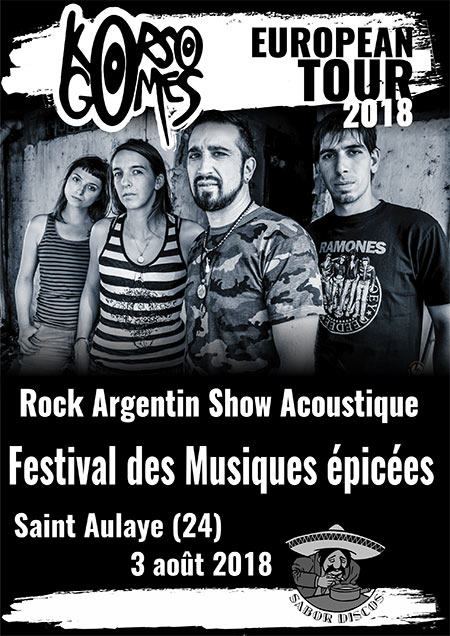 Korso Gomes (punk rock argentin) en concert le 03 août 2018 à Saint-Aulaye (24)