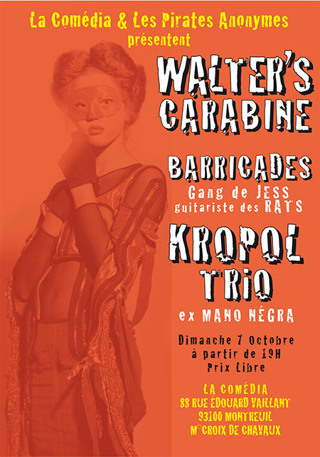 Walter Carabine-Barricades-Kropol Trio en concert à La Comédia le 07 octobre 2018 à Montreuil (93)