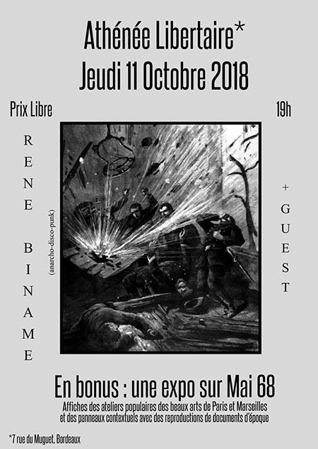René Binamé à l'Athénée Libertaire le 11 octobre 2018 à Bordeaux (33)