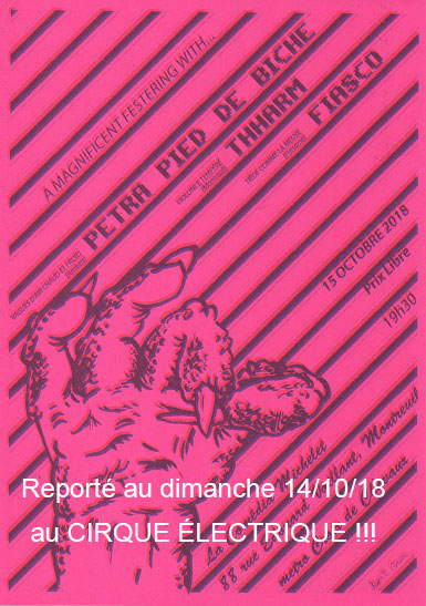 Petra Pied de Biche + Thharm + Fiasco à la Comedia le 15 octobre 2018 à Montreuil (93)