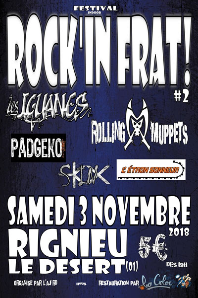 Festival Rock'in Frat! #2 le 03 novembre 2018 à Chazey-sur-Ain (01)