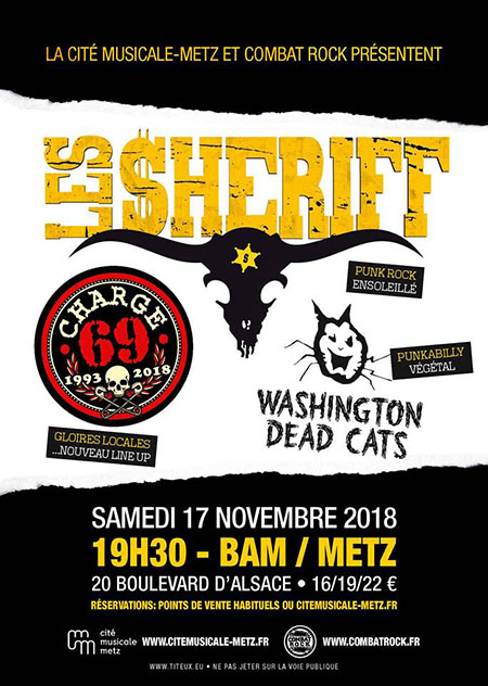 LES SHERIFF + CHARGE 69 + WASHINGTON DEAD CATS À LA BAM le 17 novembre 2018 à Metz (57)