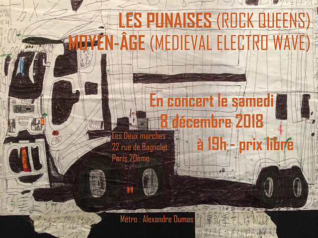 LES PUNAISES et MOYEN-ÂGE: punk rock,variété françaiseet électro le 08 décembre 2018 à Paris (75)