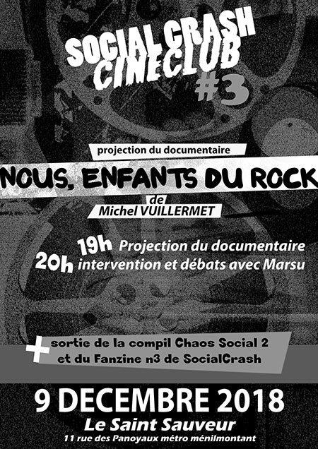 Cineclub Socialcrash 3 le 09 décembre 2018 à Paris (75)