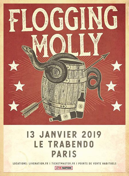 Flogging Molly au Trabendo le 13 janvier 2019 à Paris (75)