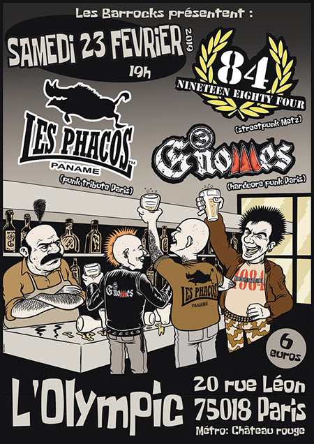 Les Barrocks présentent (S35, ep1) : 1984, les Phacos, 3 Gnomes le 23 février 2019 à Paris (75)