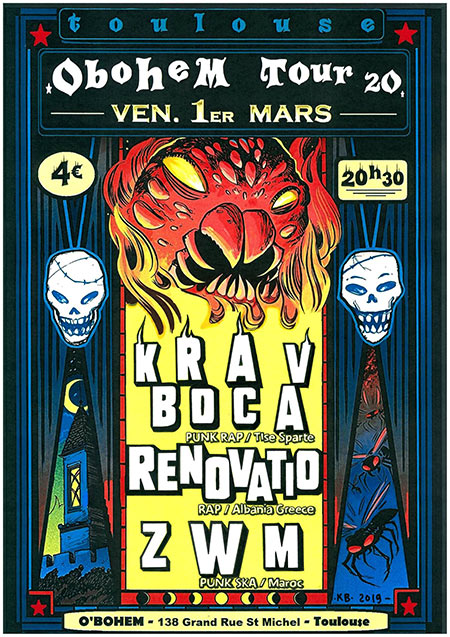 Obohem Tour #19 - Krav Boca, Renovatio & ZWM le 01 mars 2019 à Toulouse (31)