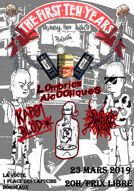 Les Lombrics Alcooliques + Angoisse + Kapø Blöd le 23 mars 2019 à Bordeaux (33)