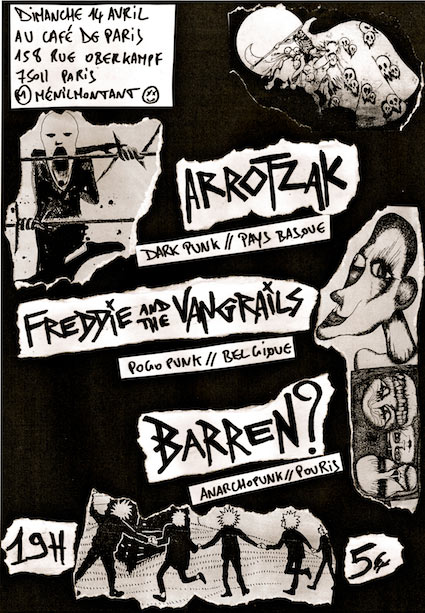 ARROTZAK / FREDDIE AND THE VANGRAILS / BARREN? @ Café de Paris le 14 avril 2019 à Paris (75)