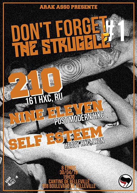 Don't Forget The Struggle #1: 210 x Nine Eleven x Self Esteem le 30 avril 2019 à Paris (75)