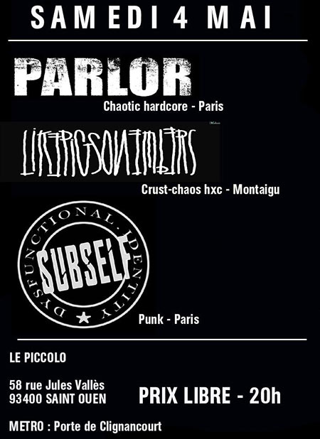 Parlor - Like Pigs On Embers - Subself le 04 mai 2019 à Saint-Ouen (93)