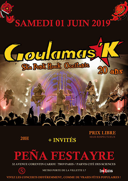 Goulamas'K à Paris ! Fiesta Ska Punk Rock-Entrée à prix libre le 01 juin 2019 à Paris (75)