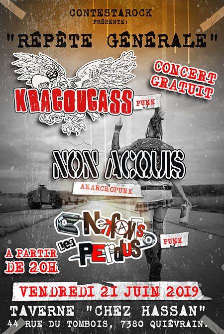 Kracoucass / Non Acquis / Les Nenfants Perdus le 21 juin 2019 à Quiévrain (BE)