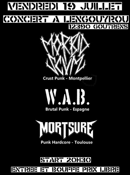Mortsure / W.A.B / Morbid Scum à Lengouyrou le 19 juillet 2019 à Goutrens (12)