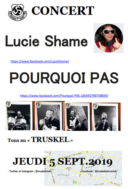 PUNK ROCK - POURQUOI PAS + LUCIE SHAME le 05 septembre 2019 à Paris (75)