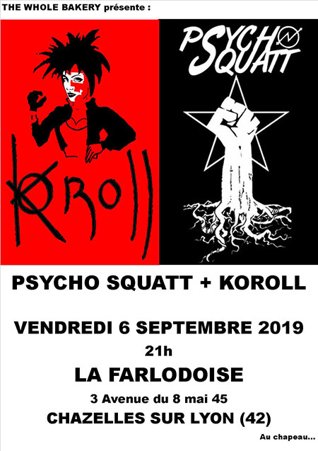 PSYCHO SQUATT + KOROLL à la FARLODOISE le 06 septembre 2019 à Chazelles-sur-Lyon (42)