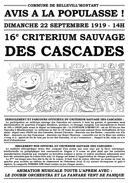 16e critérium sauvage des Cascades le 22 septembre 2019 à Paris (75)
