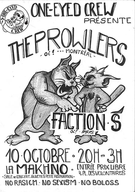 The Prowlers + Faction-S à la Makhno le 10 octobre 2019 à Genève (CH)