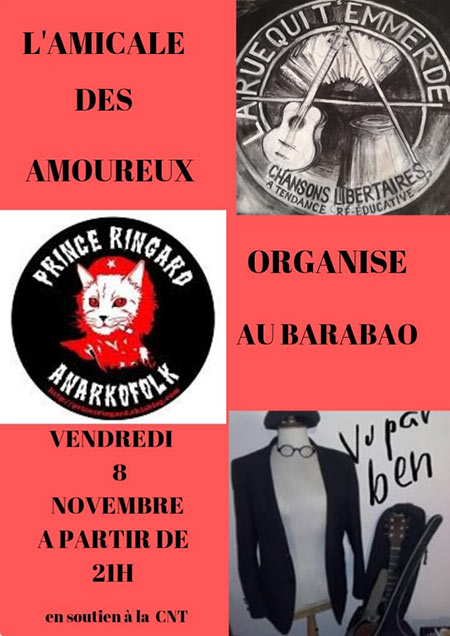 Prince Ringard + La Rue Qui T'Emmerde + Vuparben au Barabao le 08 novembre 2019 à Bailleul (59)
