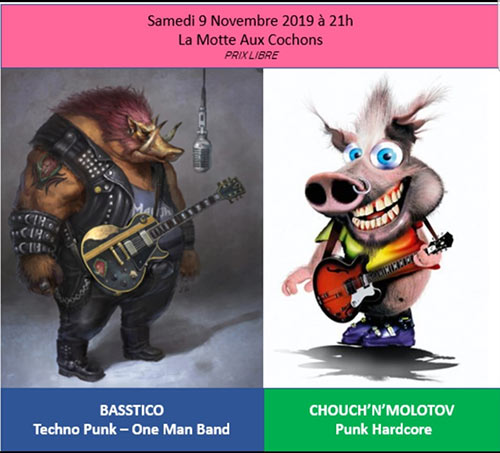 Chouch'n'Molotov + Basstico à la Motte aux Cochons le 09 novembre 2019 à Saint-Hilaire-de-Chaléons (44)
