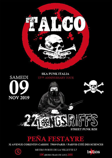 Talco + 22 Longs Riffs à la Peña Festayre le 09 novembre 2019 à Paris (75)